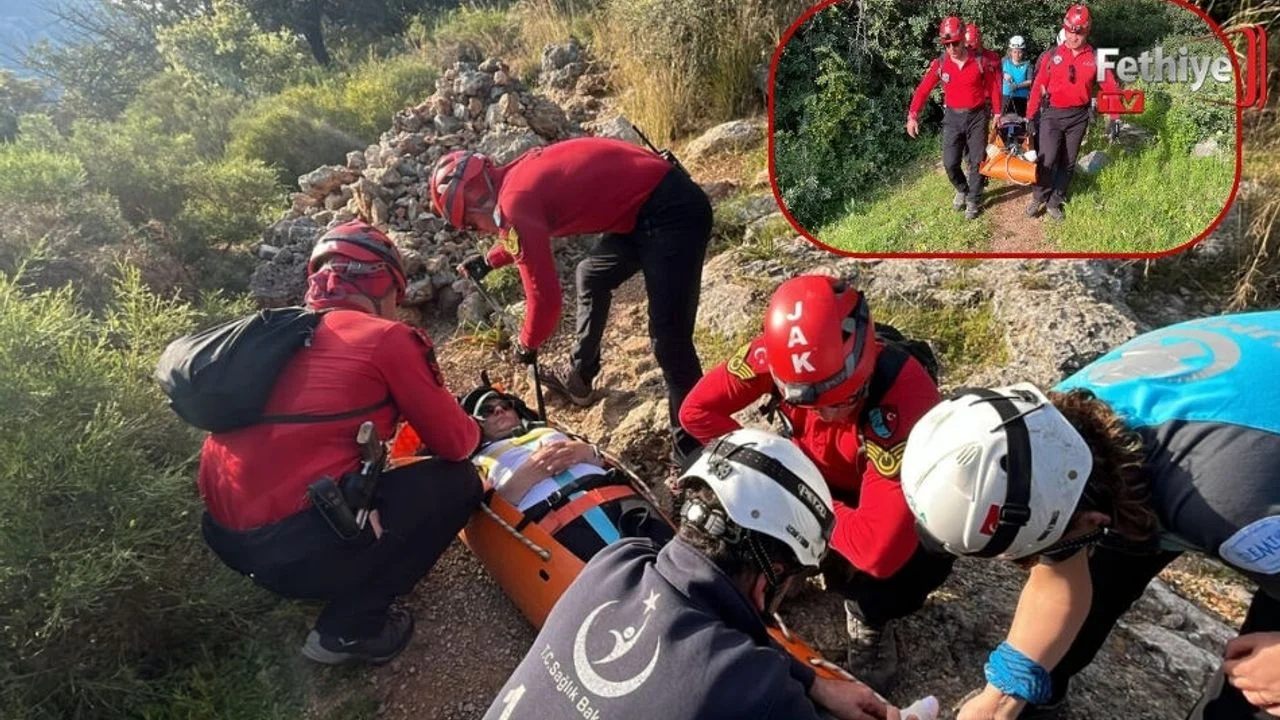 Likya Yolunda Mahsur Kalan Yaralı Kadın, 4 Saatte Kurtarıldı