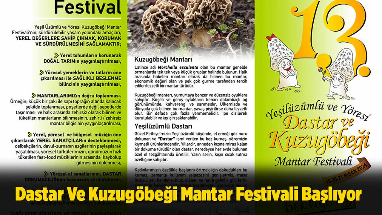 Dastar Ve Kuzugöbeği Mantar Festivali Yarın Başlıyor