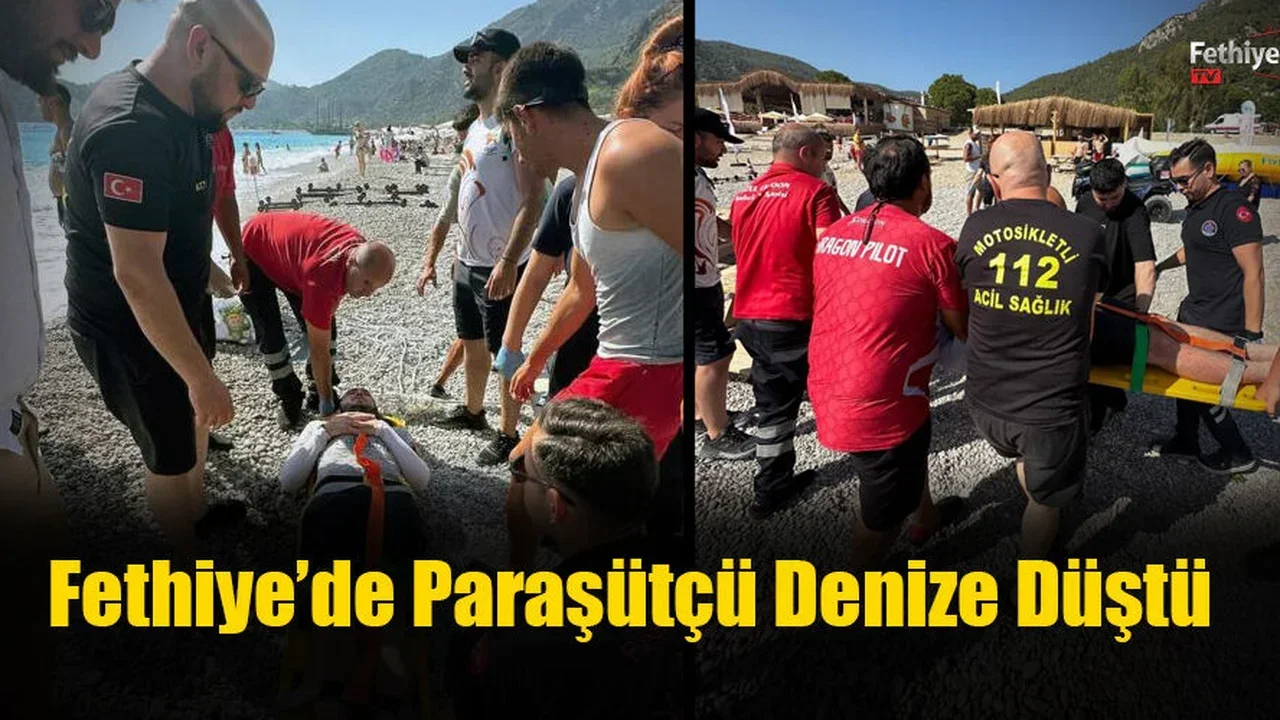 Fethiye’de Paraşütçü Denize Düştü