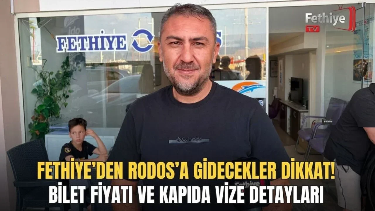 Fethiye limanında demirli feribot, Rodos seferleri için yolcu alımına hazır bekliyor.