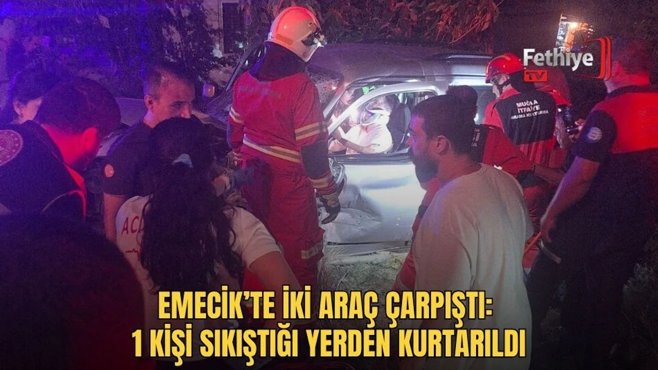 Emecik’te İki Araç Çarpıştı: 1 Kişi Sıkıştığı Yerden Kurtarıldı