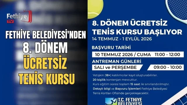 Fethiye Belediyesi'nden 8. Dönem Ücretsiz Tenis Kursu