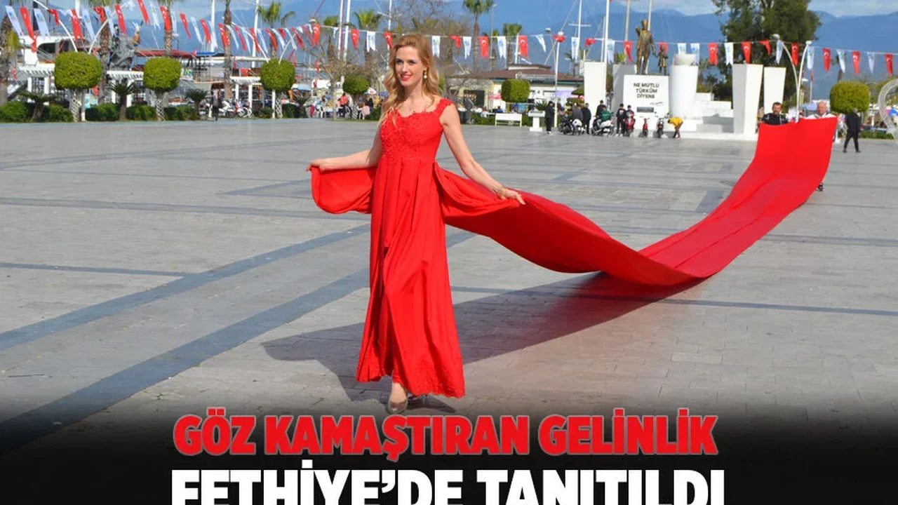 Fethiye’de 100 Metre Uzunluğundaki Gelinlik Tanıtıldı