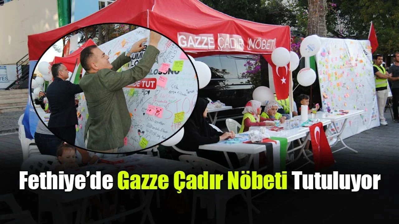 Fethiye’de Gazze Çadır Nöbeti Tutuluyor