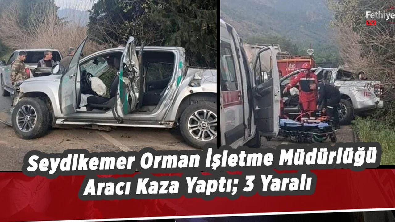 Seydikemer Orman İşletme Müdürlüğü Aracı Kaza Yaptı; 3 Yaralı