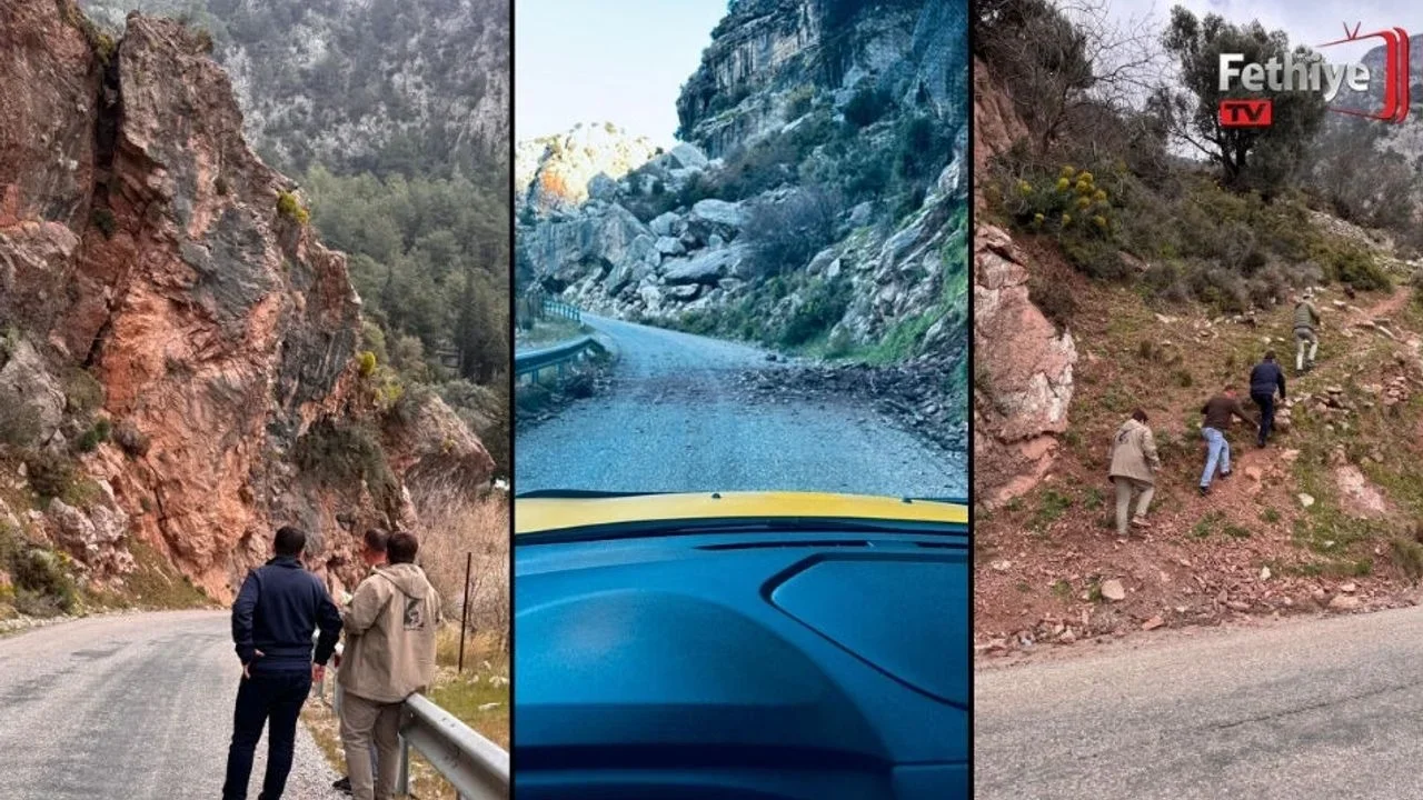 Fethiye’de Faralya Yolunda Kaya Tehlikesi