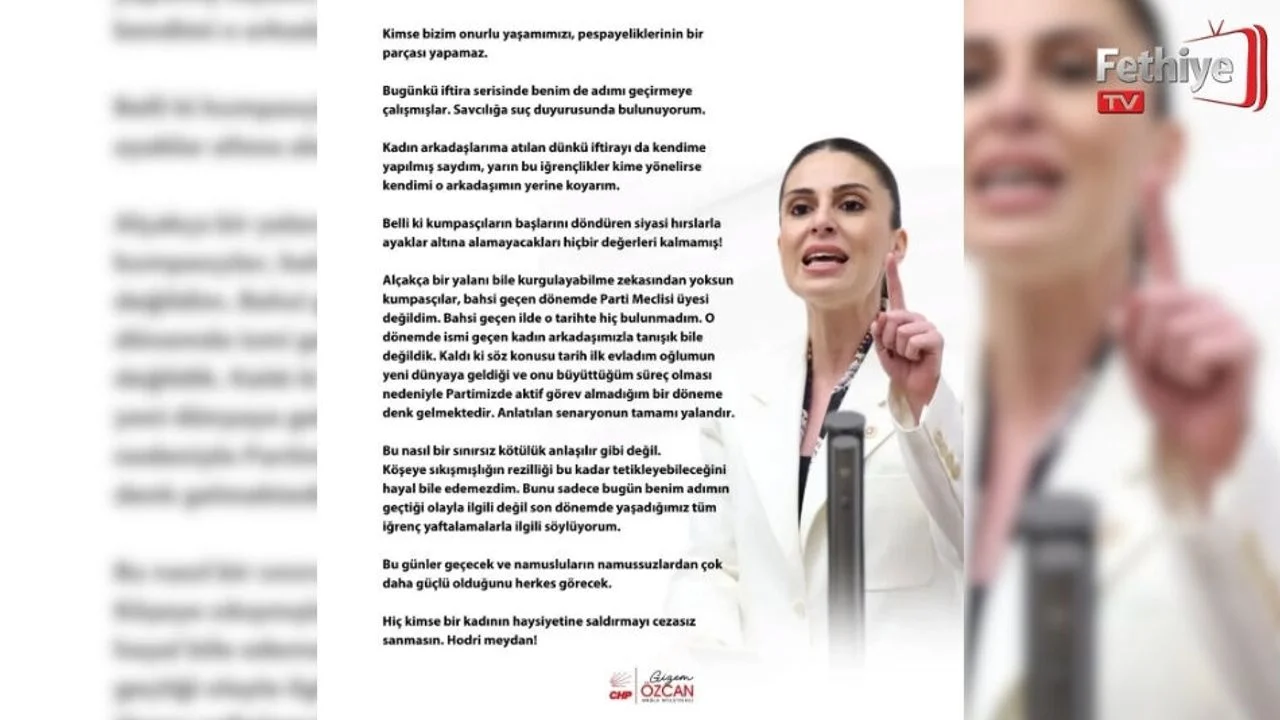 CHP’li Gizem Özcan’dan Sert Tepki: “İftiralara Karşı Suç Duyurusunda Bulunacağım”