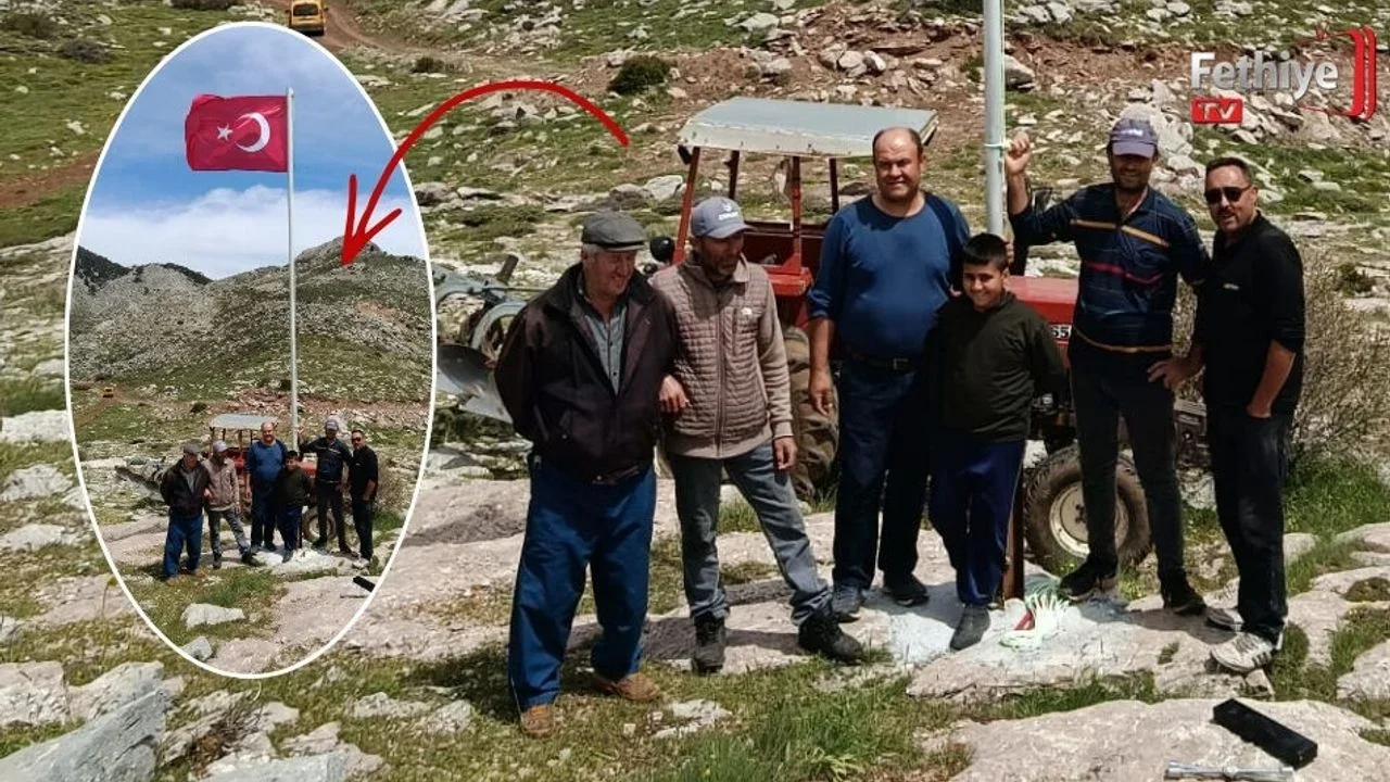 Seydikemer’de 1700 Rakımlı Yaylaya Dev Türk Bayrağı Dikildi