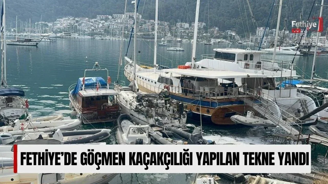 Fethiye’de Göçmen Kaçakçılığı Yapılan Tekne Yandı