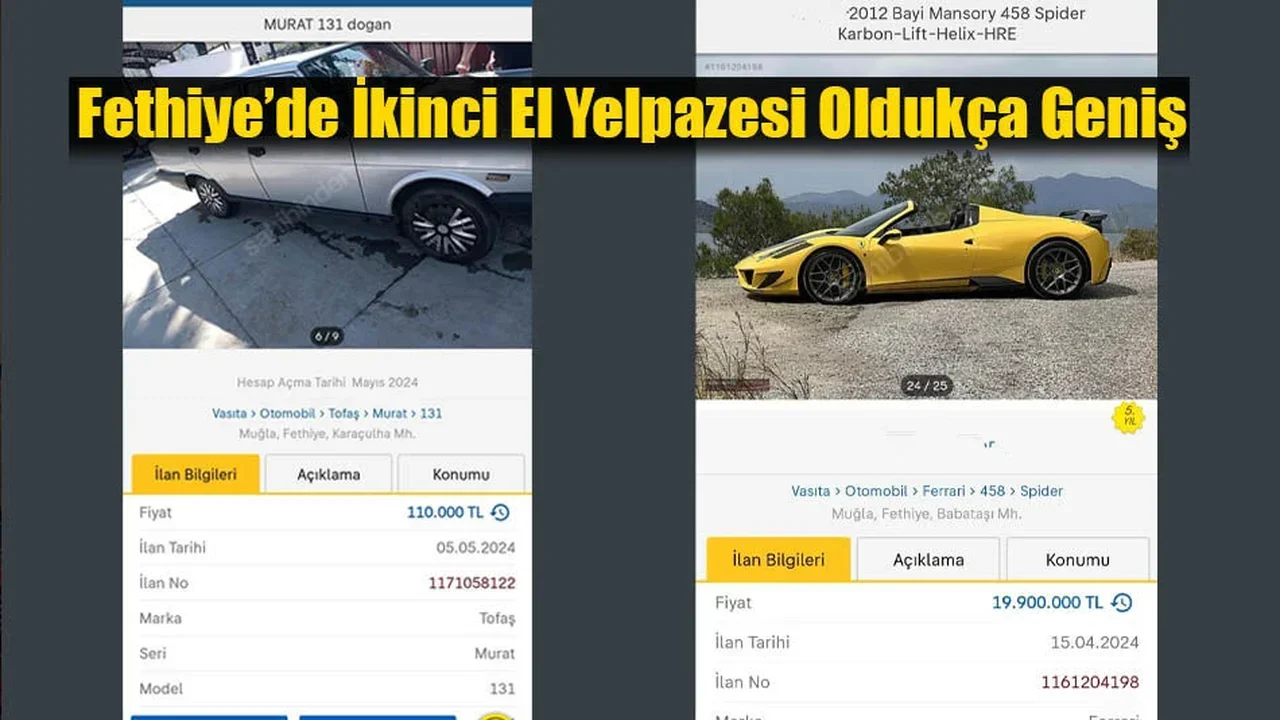 Fethiye’de İkinci El Yelpazesi Oldukça Geniş