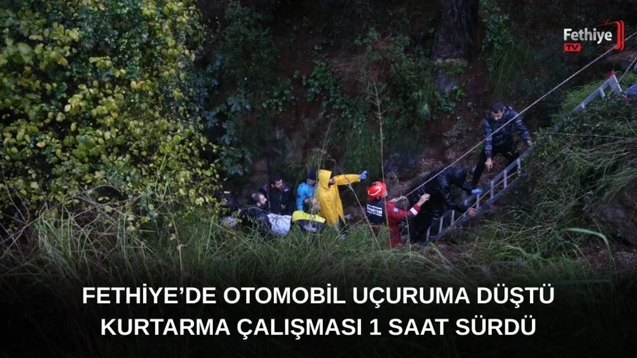 Fethiye’de Otomobil Uçuruma Düştü
