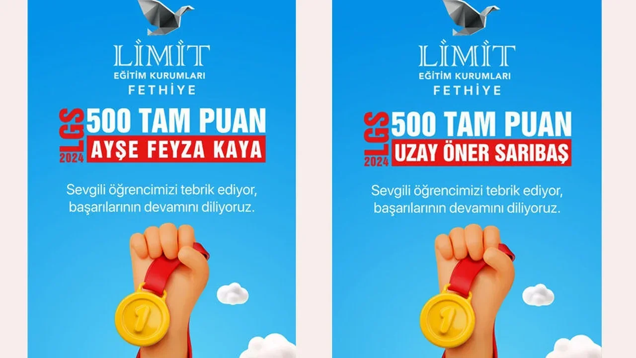 LGS’de Fethiye’den 2 Türkiye Birincisi