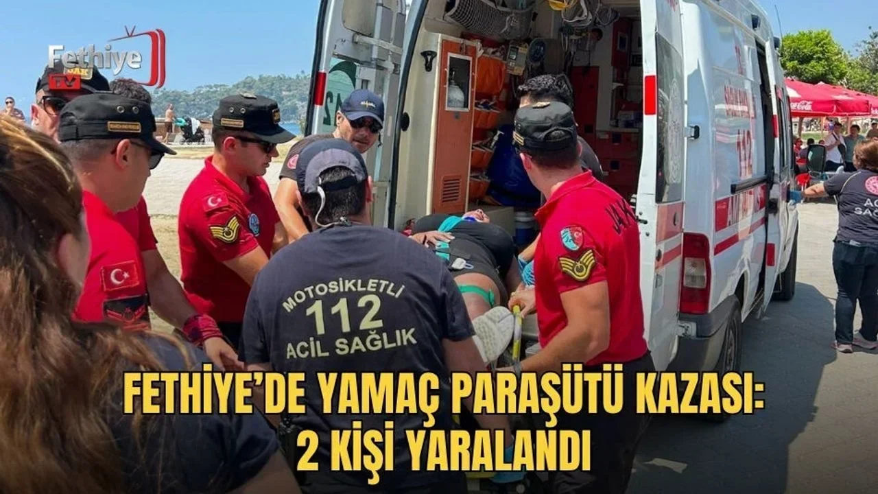 Babadağ 1700 metre pistinden tandem uçuş sonrası işletmenin çatısına iniş yapan pilot ve yolcu, JAK ekipleri tarafından kurtarıldı.