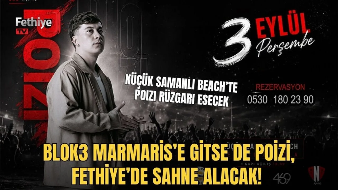 Fethiye Küçük Samanlı Beach'te Poizi konseri için kapılar 19.00'da açılacak.
