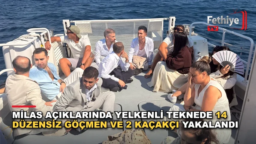 Milas açıklarında Sahil Güvenlik ekiplerince durdurulan yelkenli teknede düzensiz göçmenler yakalandı