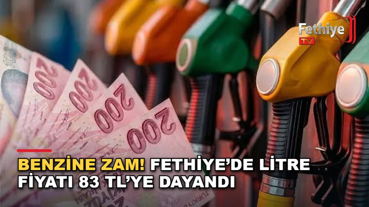Fethiye'de benzin fiyatına yapılan zam sonrası akaryakıt istasyonundaki fiyat tabelası