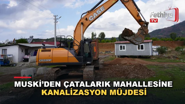 Fethiye Çatalarık Mahallesi'nde MUSKİ tarafından yürütülen kanalizasyon hattı çalışmasından bir görünüm.