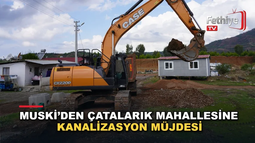 Fethiye Çatalarık Mahallesi'nde MUSKİ tarafından yürütülen kanalizasyon hattı çalışmasından bir görünüm.