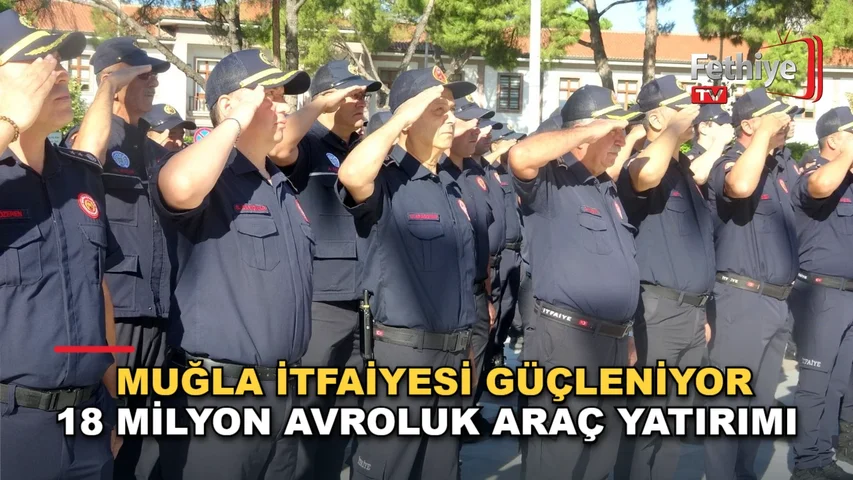Muğla Büyükşehir Belediyesi İtfaiye Haftası töreninde çelenk sunumu ve yetkililerin konuşmaları