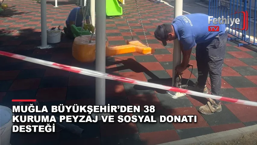 Muğla Büyükşehir Belediyesi ekipleri, il genelindeki kamu kurumlarının bahçelerinde peyzaj düzenlemesi yapıyor.