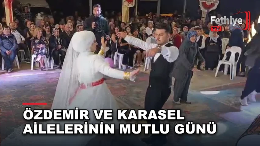 Seydikemer Kayadibi Mahallesi'nde Nur ve Metehan çiftinin düğün töreni