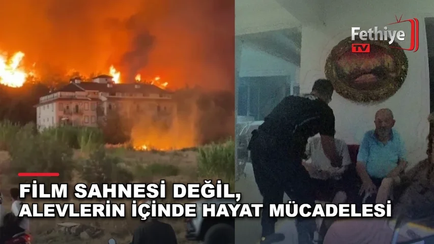 Foça Mahallesi'ndeki orman yangınında polis ekipleri, huzurevinde kalan yaşlıları sırtında taşıyarak tahliye etti.