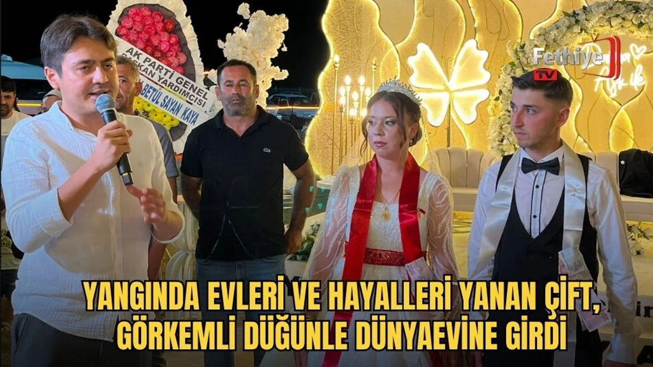 Yangında Evleri ve Hayalleri Yanan Çift, Görkemli Düğünle Dünyaevine Girdi