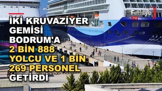 Bodrum Limanı'na yanaşan kruvaziyer gemilerinden yolcuların iniş anı