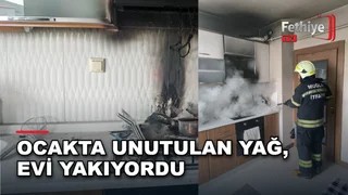Menteşe TOKİ konutlarında mutfakta çıkan yangın itfaiye ekiplerince söndürüldü