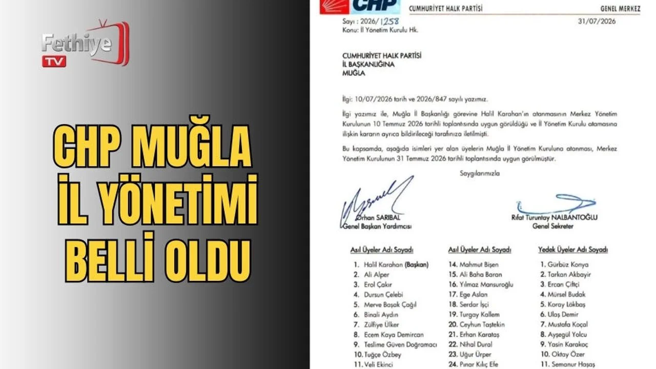 CHP Muğla İl Yönetimi Belli Oldu
