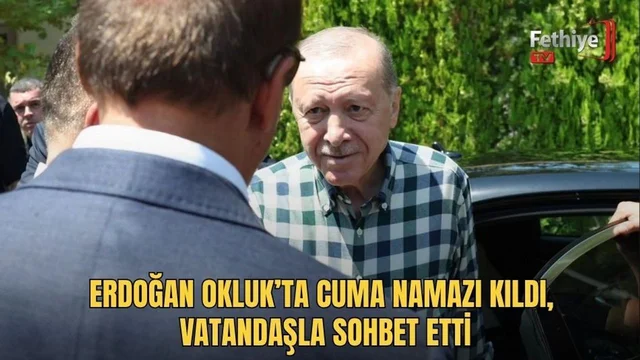 Cumhurbaşkanı Recep Tayyip Erdoğan, Muğla Valisi ve kalabalık bir grupla Marmaris Okluk Camii önünde karşılanıyor.