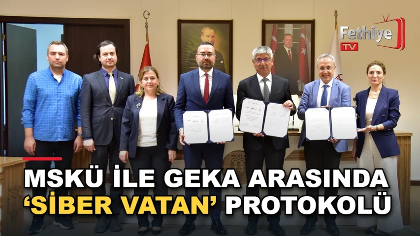 MSKÜ Rektörü Turhan Kaçar ile GEKA Genel Sekreteri Ümit Gülyağı protokol imza töreninde