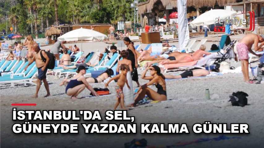 Ölüdeniz Mahallesi sahillerinde sıcak havayı değerlendiren yerli ve yabancı turistler deniz keyfi yaşıyor
