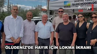 Fethiye Ölüdeniz Mahallesi'nde geçmişe vefa için düzenlenen lokma ikramından bir kare