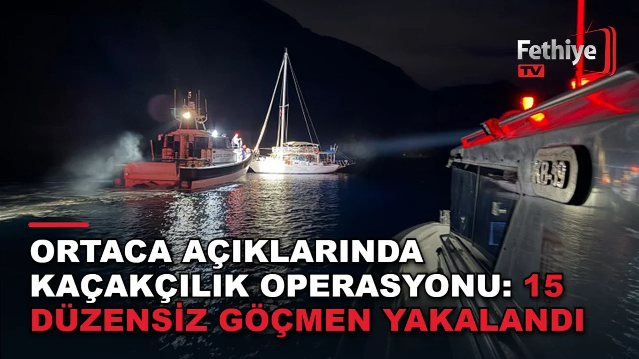 Ortaca açıklarında gezi teknesinde yakalanan düzensiz göçmenler ve göçmen kaçakçılığı şüphelisi