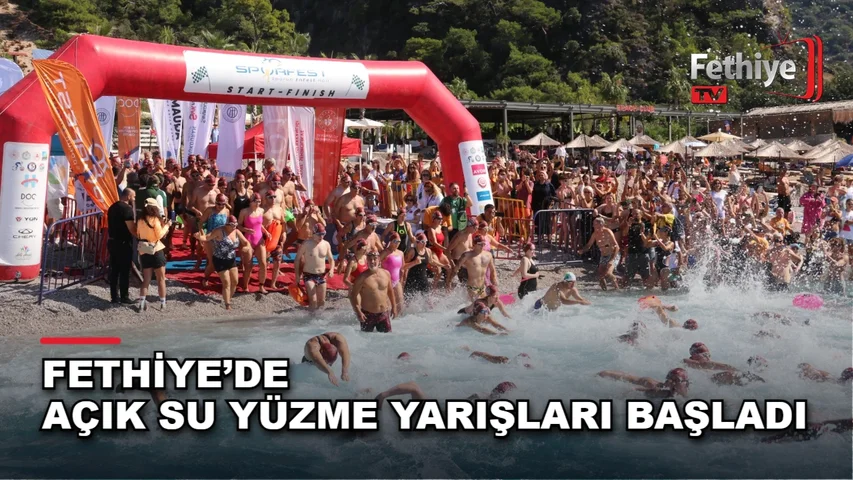 Ölüdeniz'de açık su yüzme yarışlarında 1612 sporcu Kelebekler Vadisi parkurunda kulaç attı