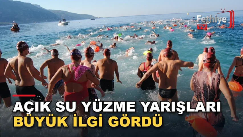 Fethiye'de düzenlenen açık su yüzme yarışında sporcular Kelebekler Vadisi'nden Ölüdeniz'e kulaç attı