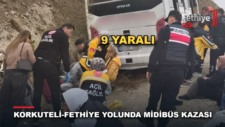 Korkuteli-Fethiye karayolunda yolcu midibüsünün kayalıklara çarpması sonucu 9 kişi yaralandı
