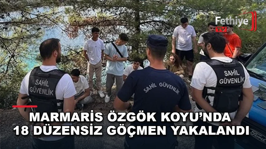 Marmaris Özgök Koyu'nda Jandarma ve Sahil Güvenlik ekipleri tarafından yakalanan düzensiz göçmenler