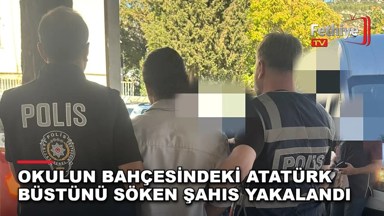 Muğla Menteşe Kötekli Mahallesi'nde okul bahçesindeki Atatürk büstünün sökülmesiyle ilgili bir kişi yakalandı.