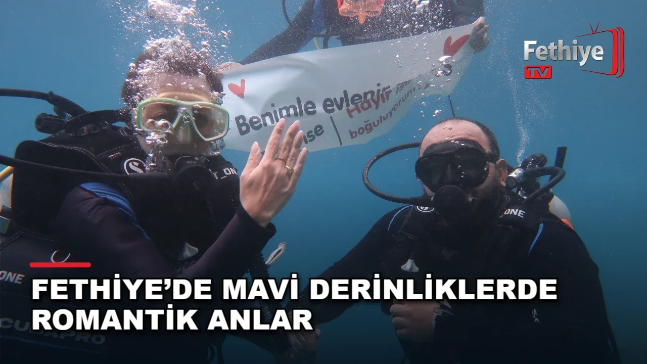 Fethiye Tarzan Koyu'nda dalış eğitmeni eşliğinde su altında evlenme teklifi anı