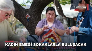 Bodrumlu kadınların ördüğü rengarenk motifler Turgutreis Sevgi Yolu'nda gölgelik olacak