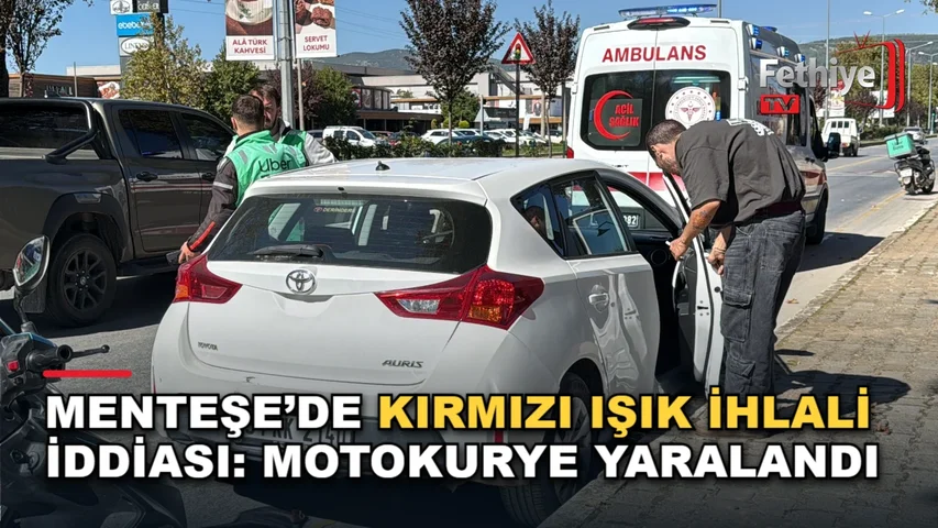 Menteşe Uğur Mumcu Bulvarı'nda otomobil ile motokuryenin çarpıştığı kaza sonrası sağlık ekipleri müdahale etti