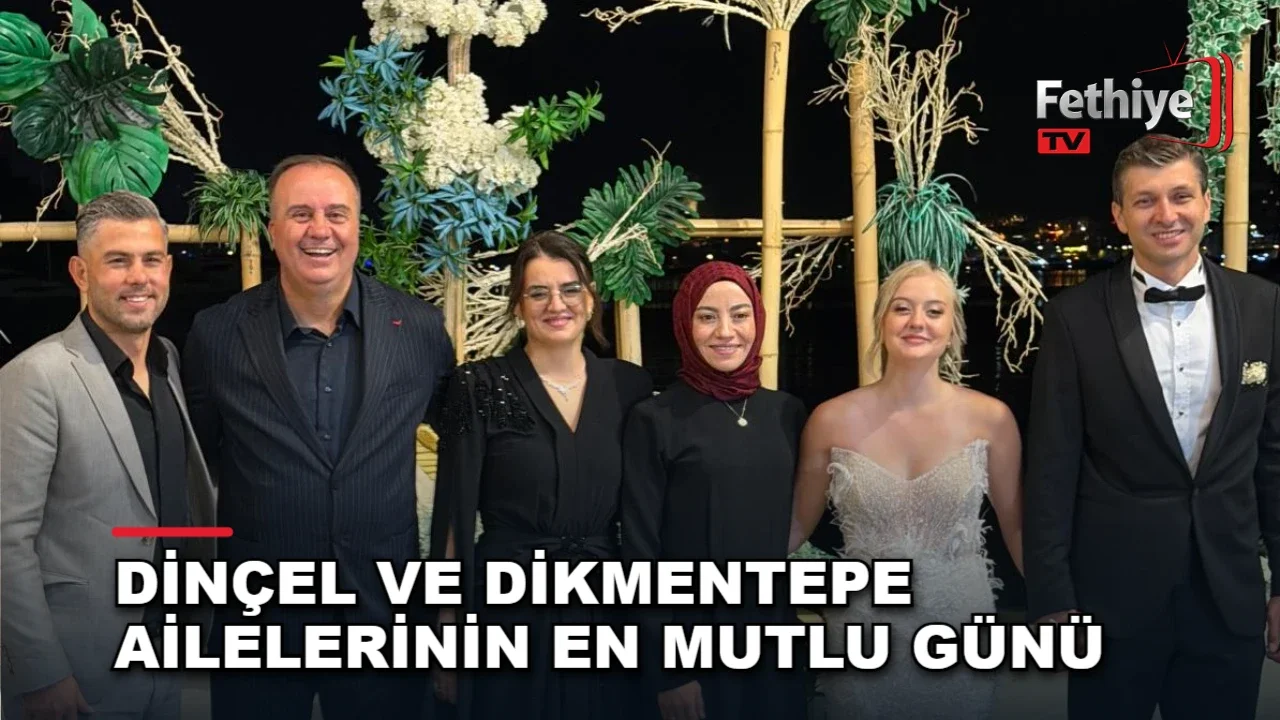 Fethiyespor'un eski teknik direktörü Selahattin Dinçel'in kızı ile Göcekli iş insanı ailesinin oğlunun düğününde davetliler eğlendi