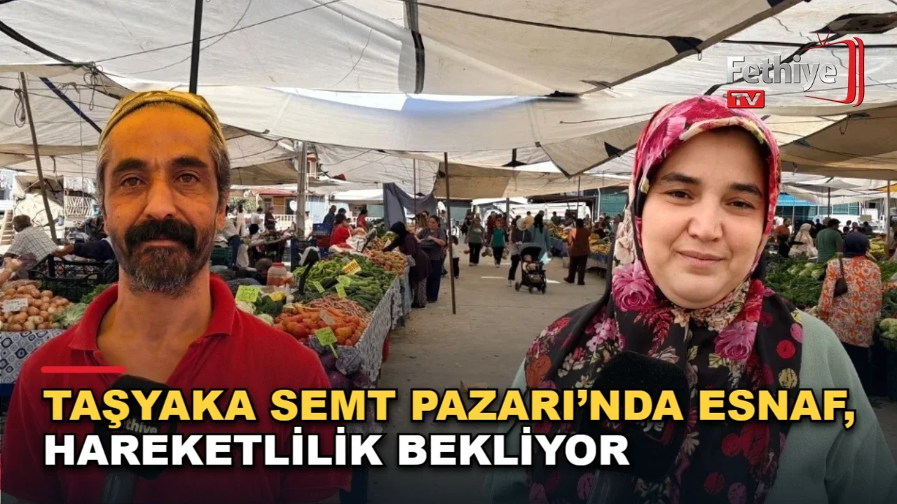 Taşyaka Mahallesi'nde kurulan semt pazarında tezgahlar taze sebze ve meyveyle doldu