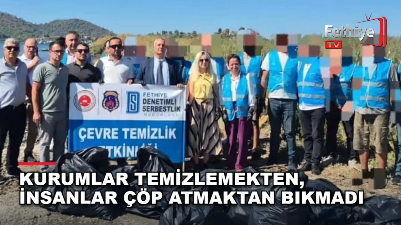 Fethiye Denetimli Serbestlik ve belediye ekiplerinin Ördek Adası çevresinde yürüttüğü temizlik çalışması