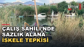 Fethiye Çalış Sahili Mut Deresi'ndeki Kuş Cenneti sazlık alanda izinsiz iskeleler tepkiye neden oldu