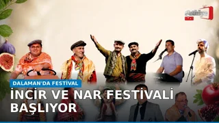 Dalaman Cumhuriyet Meydanı'nda düzenlenecek İncir ve Nar Festivali için hazırlık yapan yetkililer ve katılımcılar.