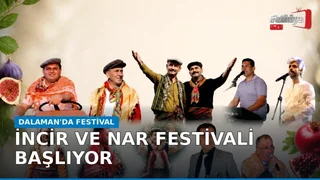 Dalaman Cumhuriyet Meydanı'nda düzenlenecek İncir ve Nar Festivali için hazırlık yapan yetkililer ve katılımcılar.