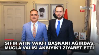 Muğla Valisi Dr. İdris Akbıyık, Sıfır Atık Vakfı Başkanı Samed Ağırbaş'ı makamında kabul etti